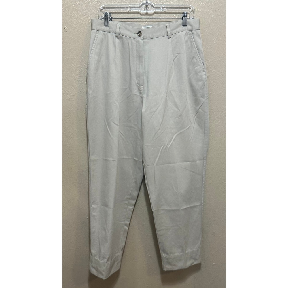 L.L.Bean Original Fit‎ Cotton Blend Pleated Pants Beige Women's Size 14